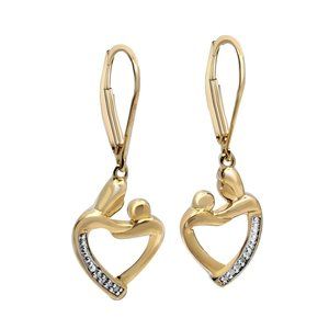 Heart Shape Dangle Leverback Earrings 0.05 Carat for Women in925 Sterling Silver